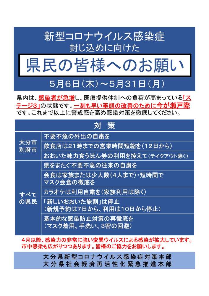 コロナ 感染 者 大分 県 【速報・随時更新中】新型コロナウイルスの陽性者情報（九州７県）や、九州水道修理サービスの感染防止対策と取り組みについて