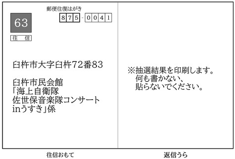 往復はがき記入例(往信おもて)